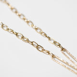 14K Diamond Link Chain with Solid Gold Closure
