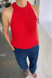 Standing view of Claire Cotton Sweater Tank - Chili Pepper