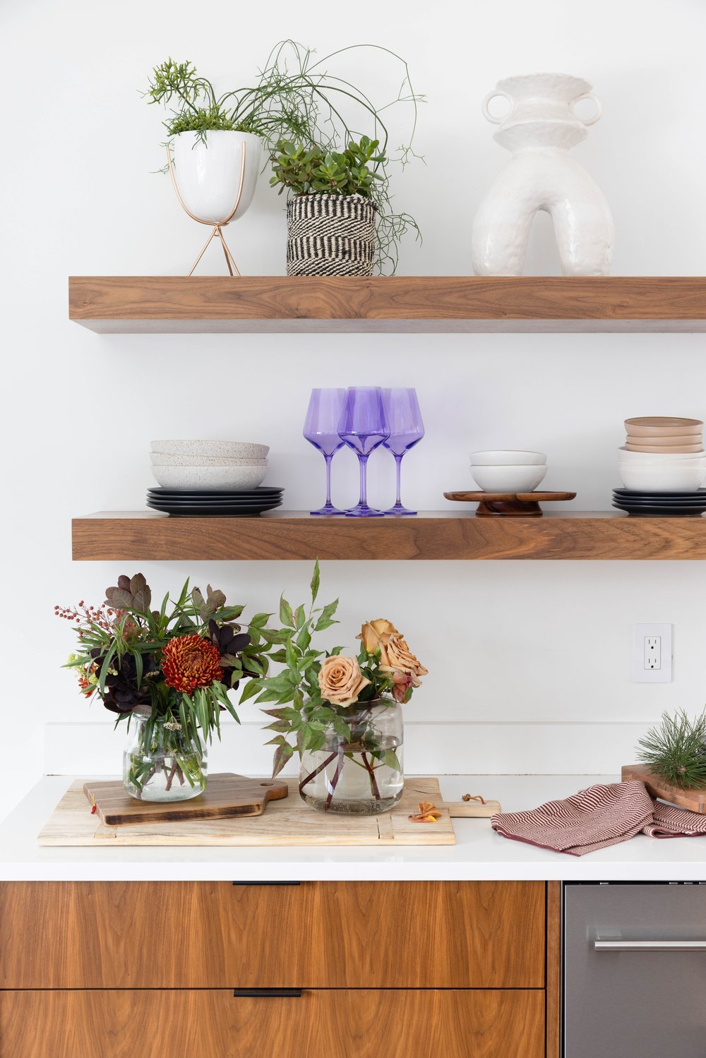 Ceramic Vessel 1 in White by Svetlana Durel styled in kitchen