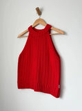 Hanging view of Claire Cotton Sweater Tank - Chili Pepper