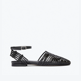 Blake Caged Woven Flat - Black Calf