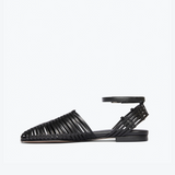 Blake Caged Woven Flat - Black Calf