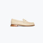 Elba Penny Loafer - Vanilla Woven Calf with Hardware side profile view