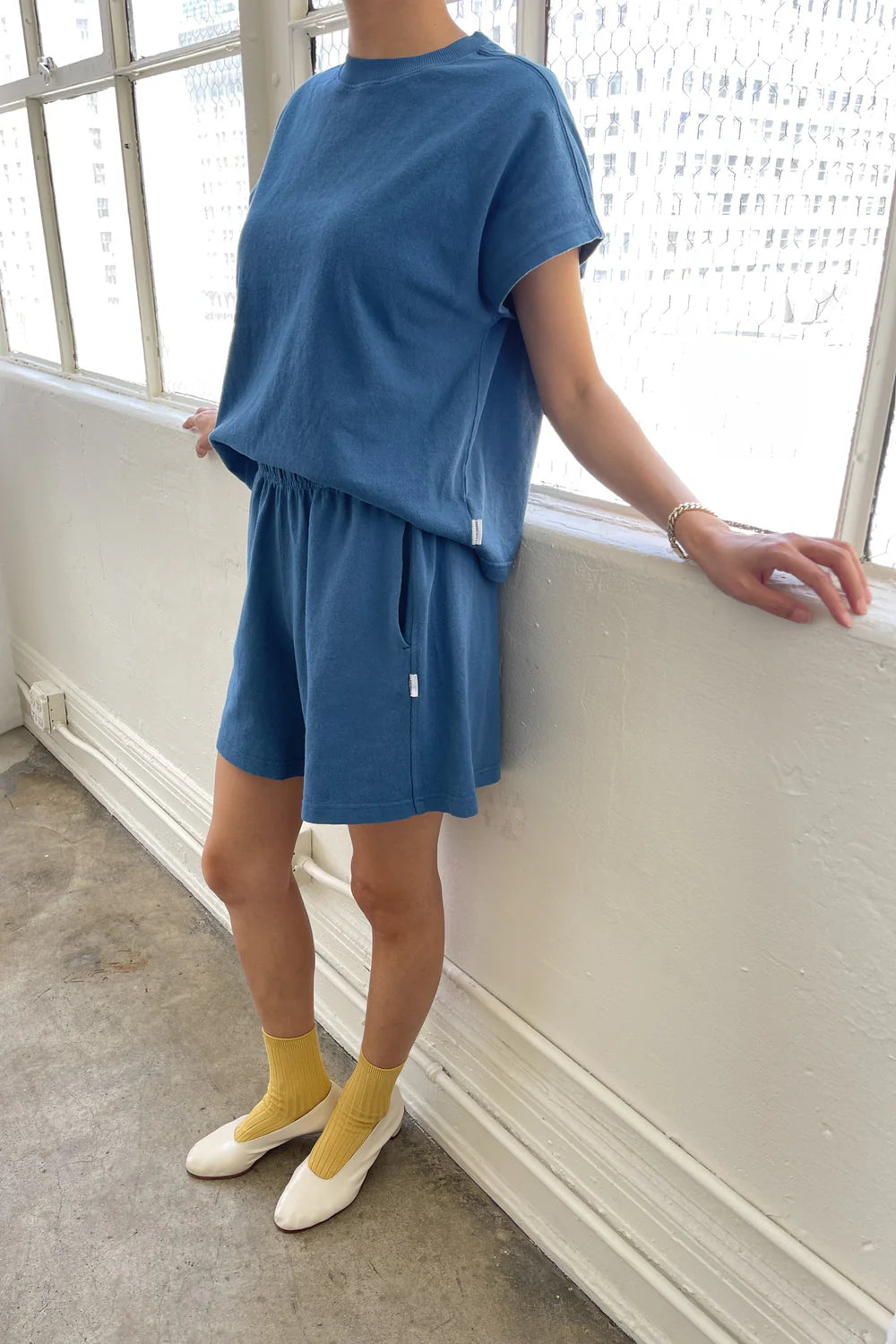 Flared Basketball Shorts - Ocean on model