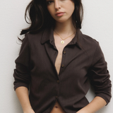 Eloise Pointelle Cardigan - Espresso