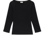 The Baby Rib Boat Neck - Jet flat lay view