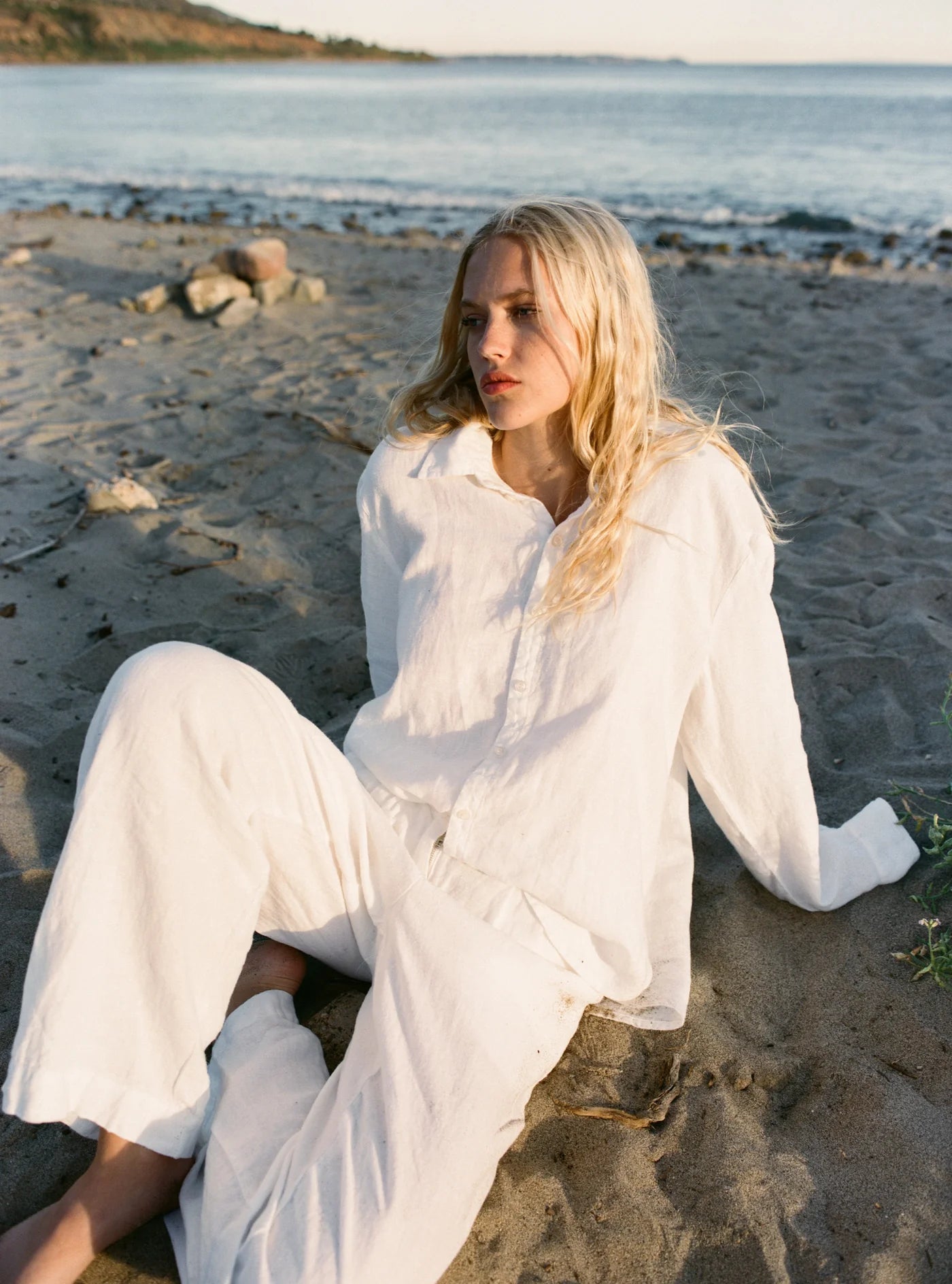 Cecile Oversized Linen Shirt - White