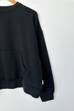 Sleeve on French Terry Poche Top - Black