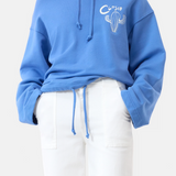 Cactus Embroidery Hoodie - Cornflower Blue