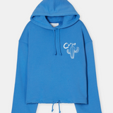 Cactus Embroidery Hoodie - Cornflower Blue