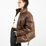 Denver Leather Puffer - Brown