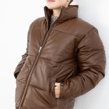Denver Leather Puffer - Brown