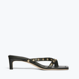 Elaine Heel - Black Nappa with Gold Studs