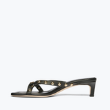 Elaine Heel - Black Nappa with Gold Studs