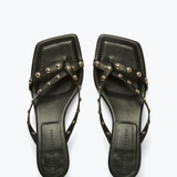Elaine Heel - Black Nappa with Gold Studs