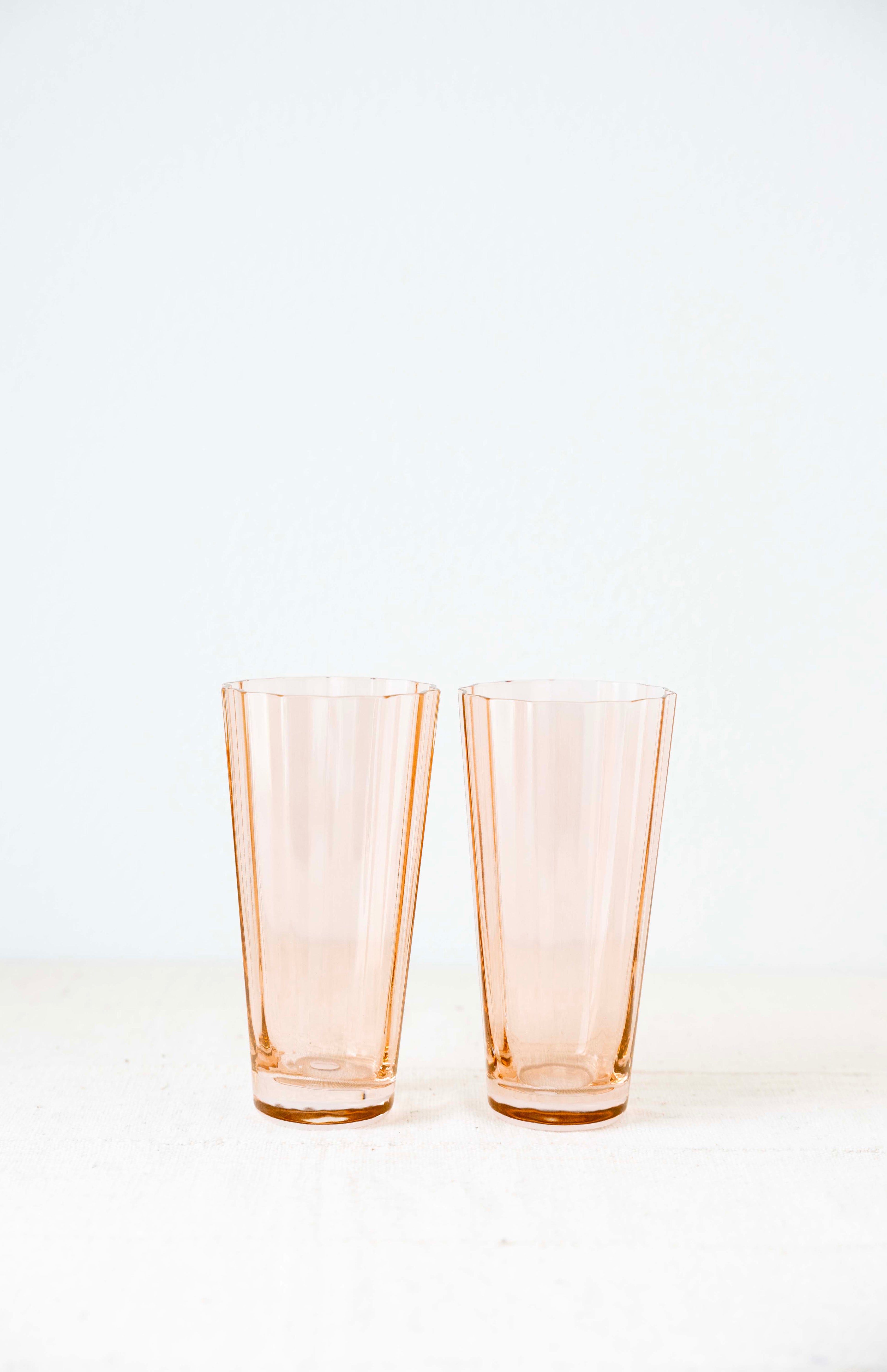 Front of Blush Pink High Ball Glasses