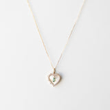 14K Abalone Heart Charm with green gemstone