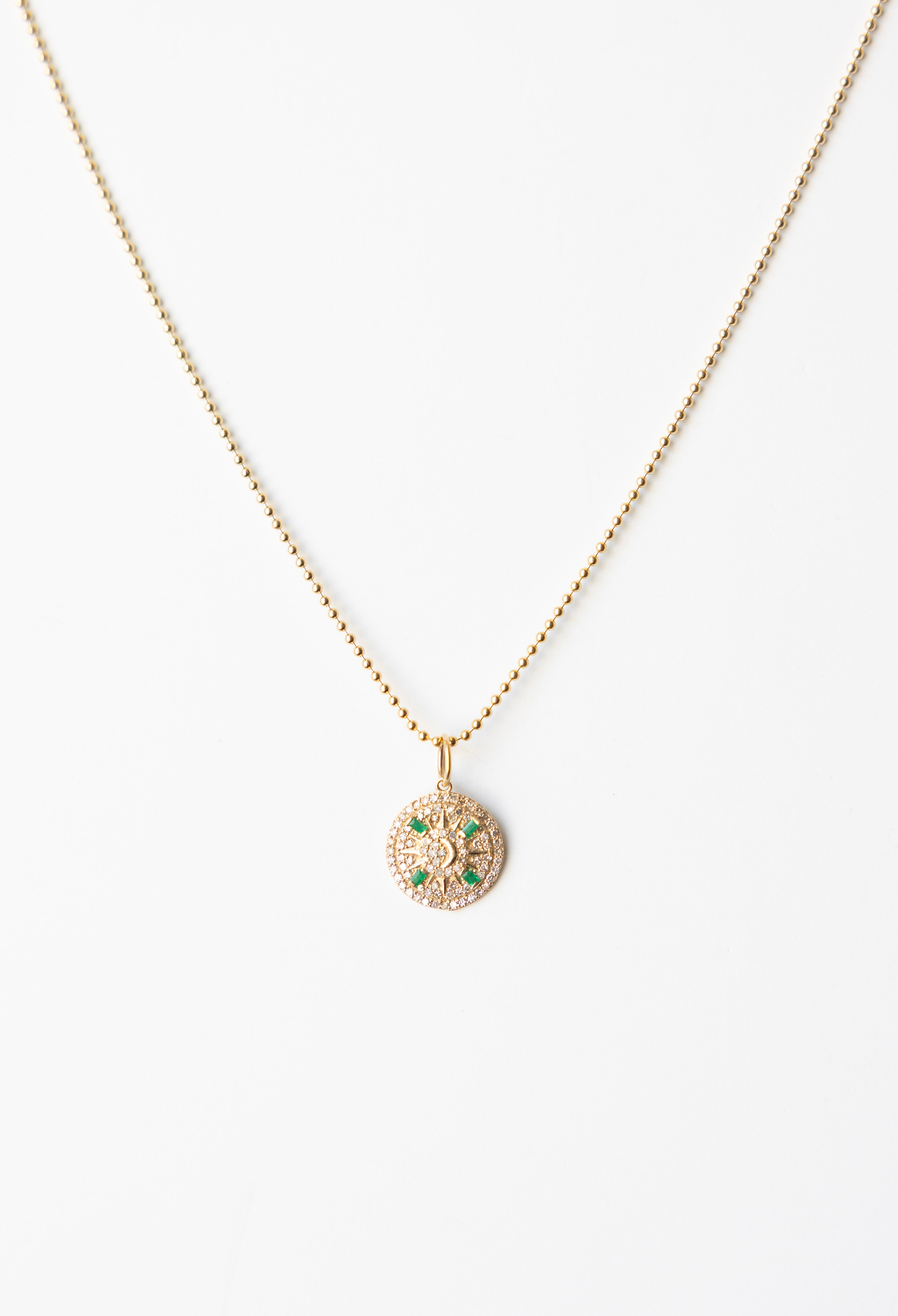 emerald pendant on ball chain