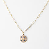 Sapphire pendant on paper clip chain