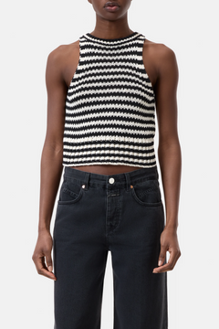 Crochet Knit Tank - Black