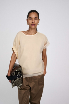 Gerta Organza Top - Bisque