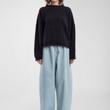 Boucle Rolled Sweater - Charcoal