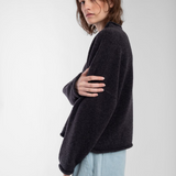 Boucle Rolled Sweater - Charcoal