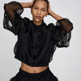 Everlyn Organza Shirt Jacket - Black