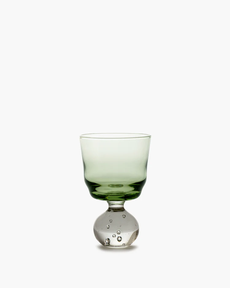 Green glass with a white background
