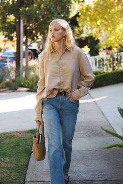 Cecile Oversized Linen Shirt - Toffee