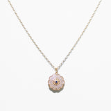 14K Diamond Encrusted Sapphire Flower Charm