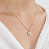14K Diamond Encrusted Sapphire Flower Charm