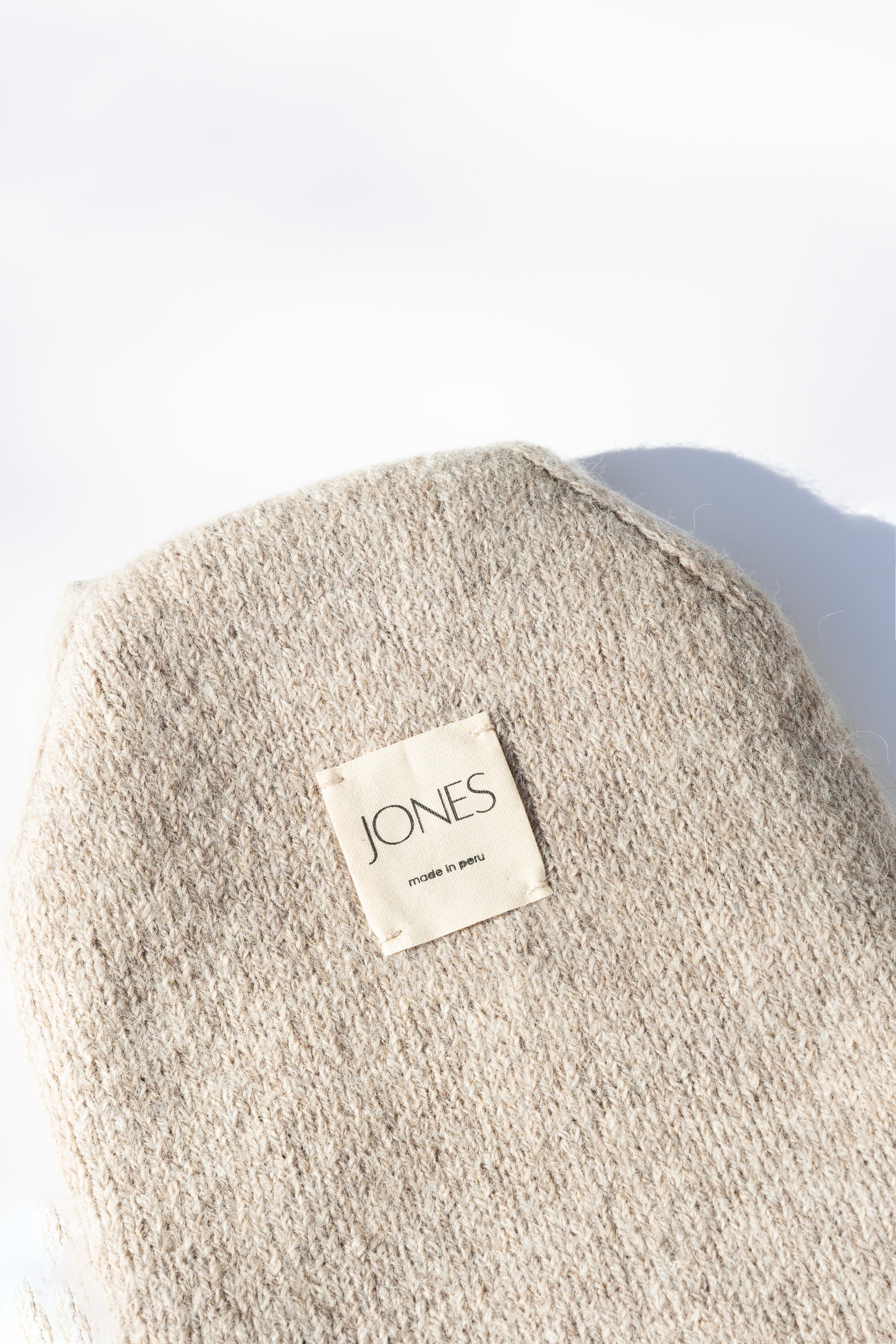 Inside of Parker Oversized Beanie in Oatmeal