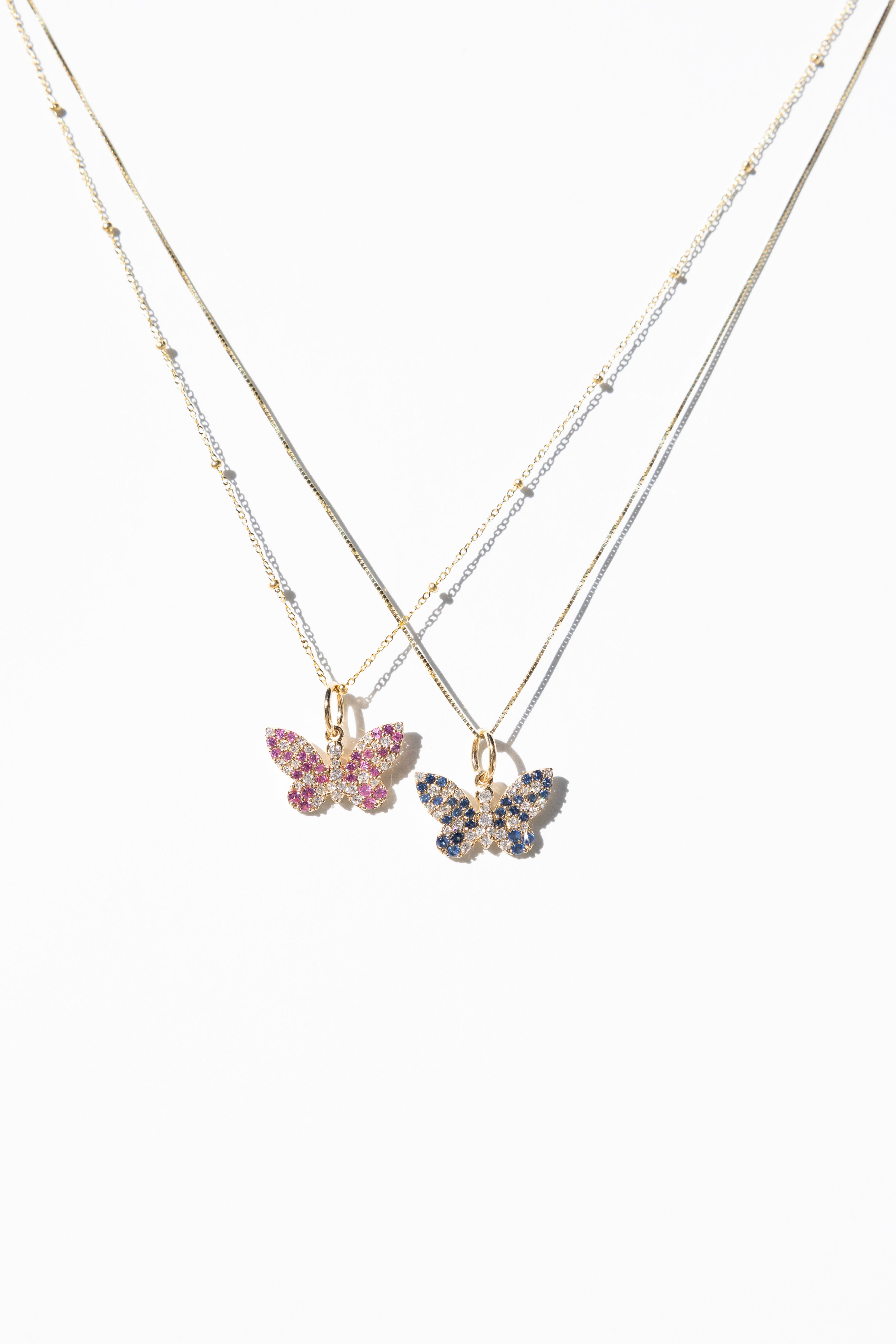 14K Diamond Encrusted Butterfly Charm