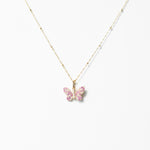 Pink 14K Diamond Encrusted Butterfly Charm