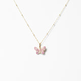 Pink 14K Diamond Encrusted Butterfly Charm