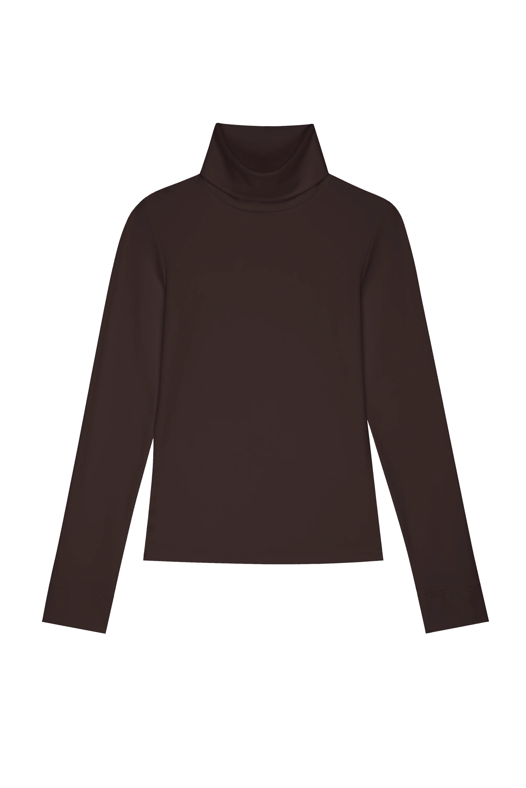 flat lay view of brown turtleneck
