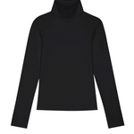 flat lay view of black turtleneck