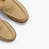 Elba Penny Loafer - Stucco Suede with Hardware