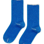 Pair of blue socks on a white background