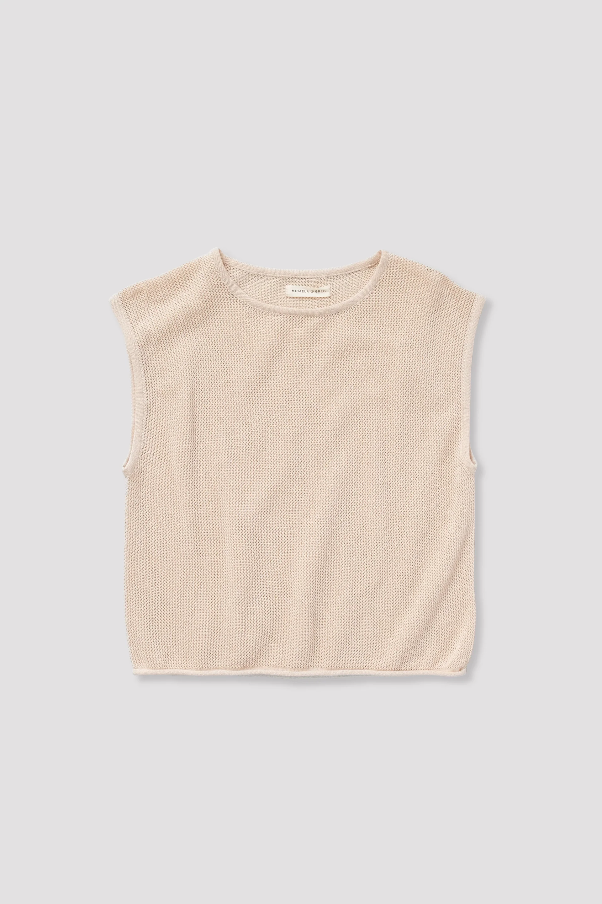Fine Mesh Tank - Cream flat lay view