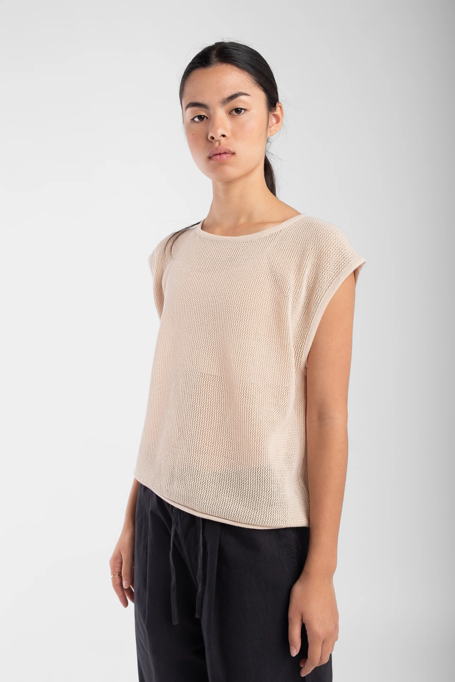 Fine Mesh Tank - Cream side view