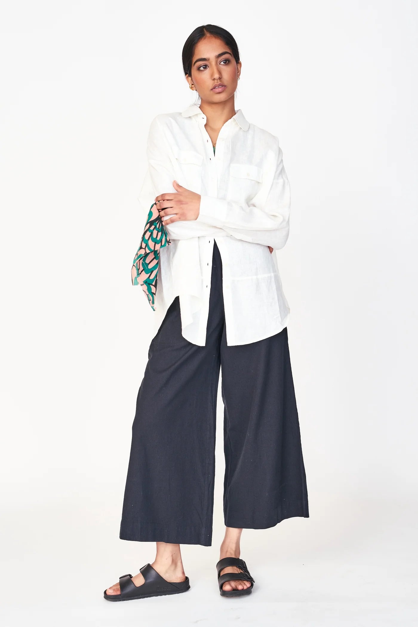 Mirth Pant - Black styled with white shirt