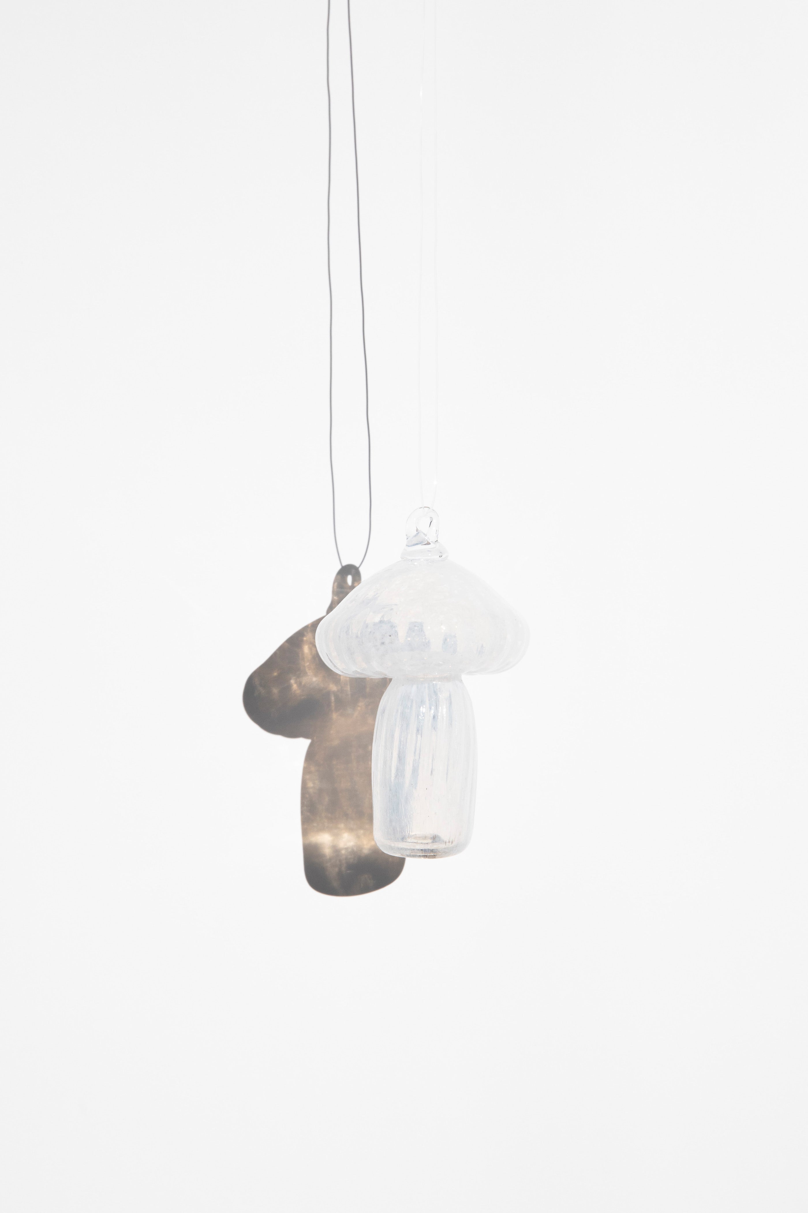 Handblown Mushroom Suncatcher in white