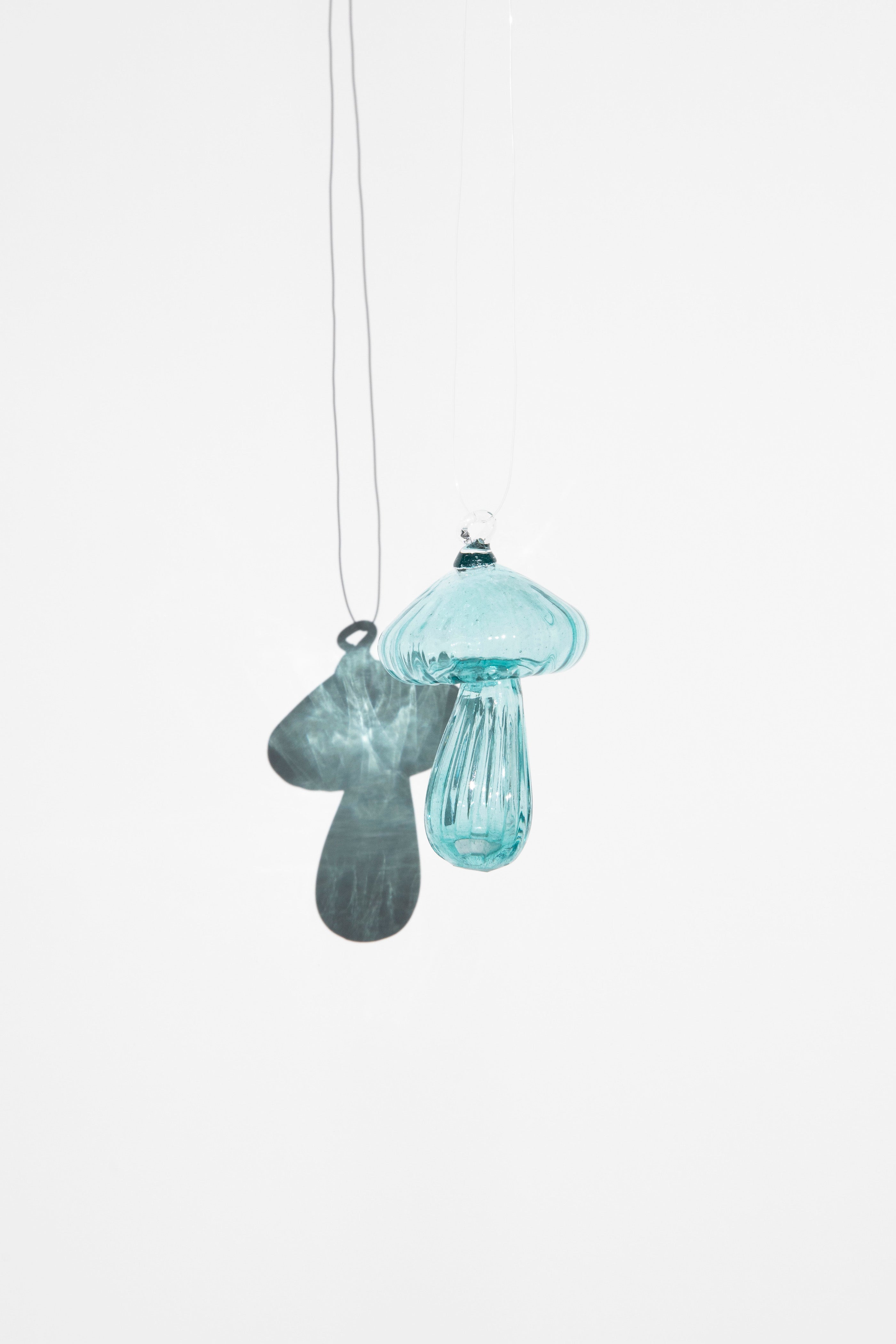 Handblown Mushroom Suncatcher in blue
