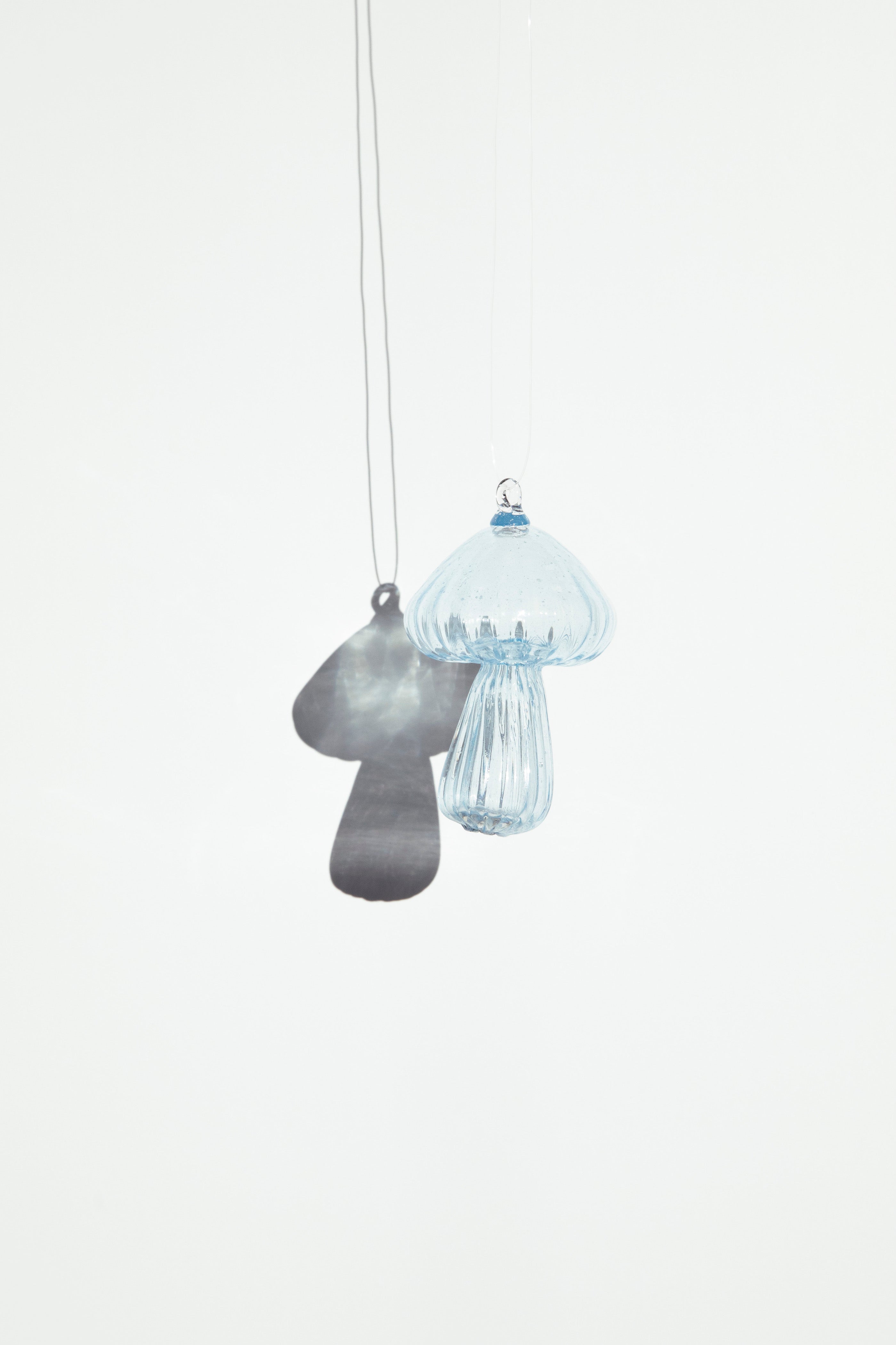 Handblown Mushroom Suncatcher in light blue