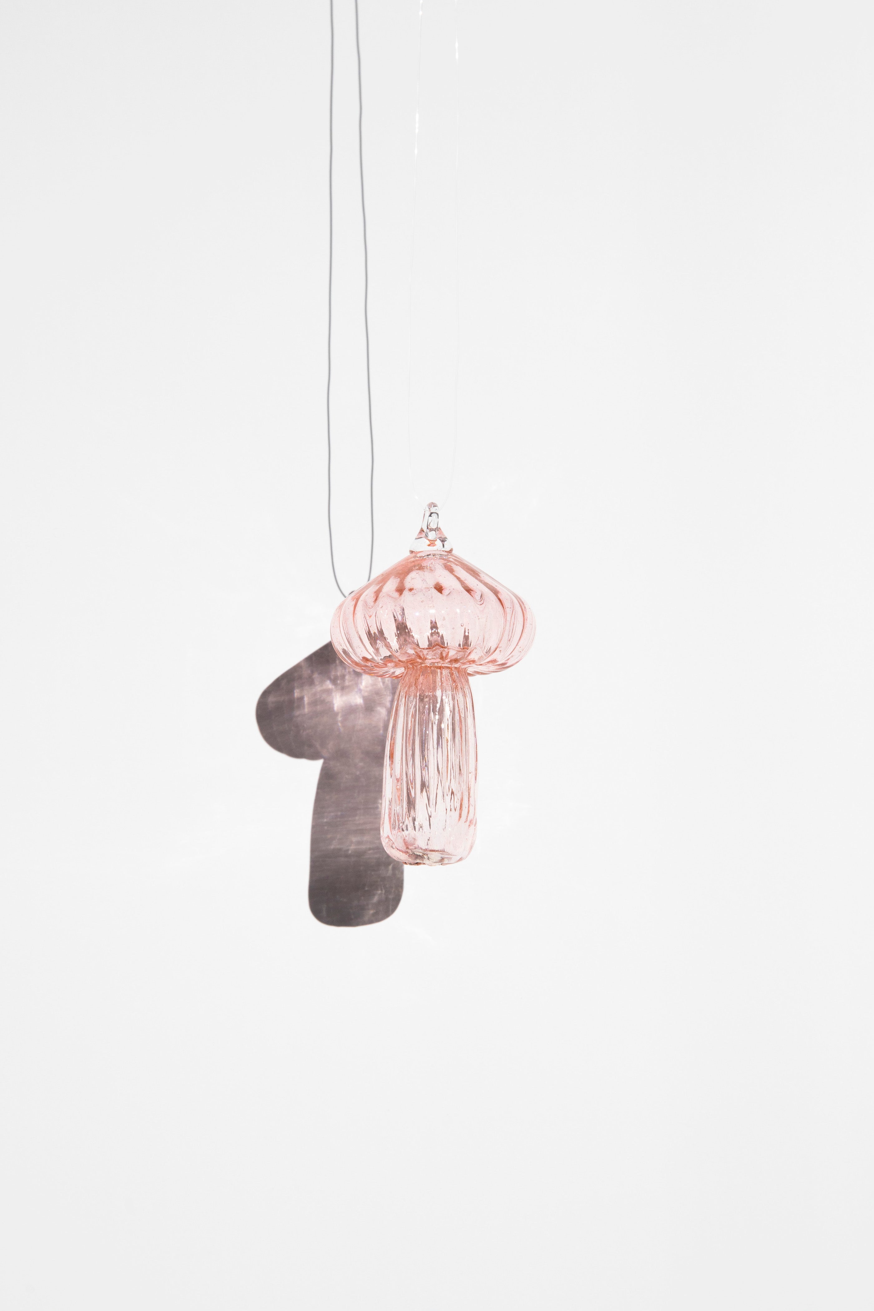 Handblown Mushroom Suncatcher in pink