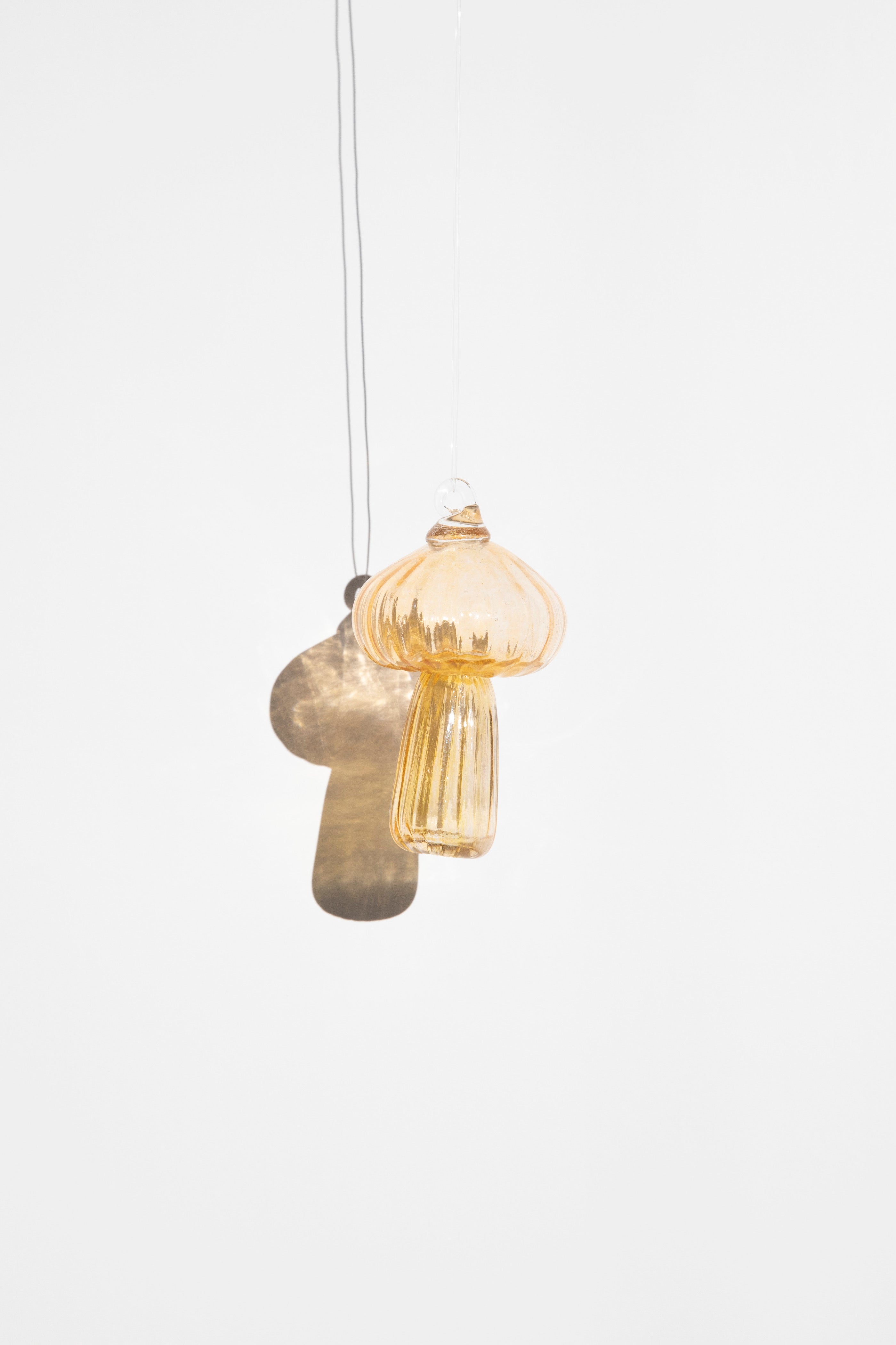 Handblown Mushroom Suncatcher in orange