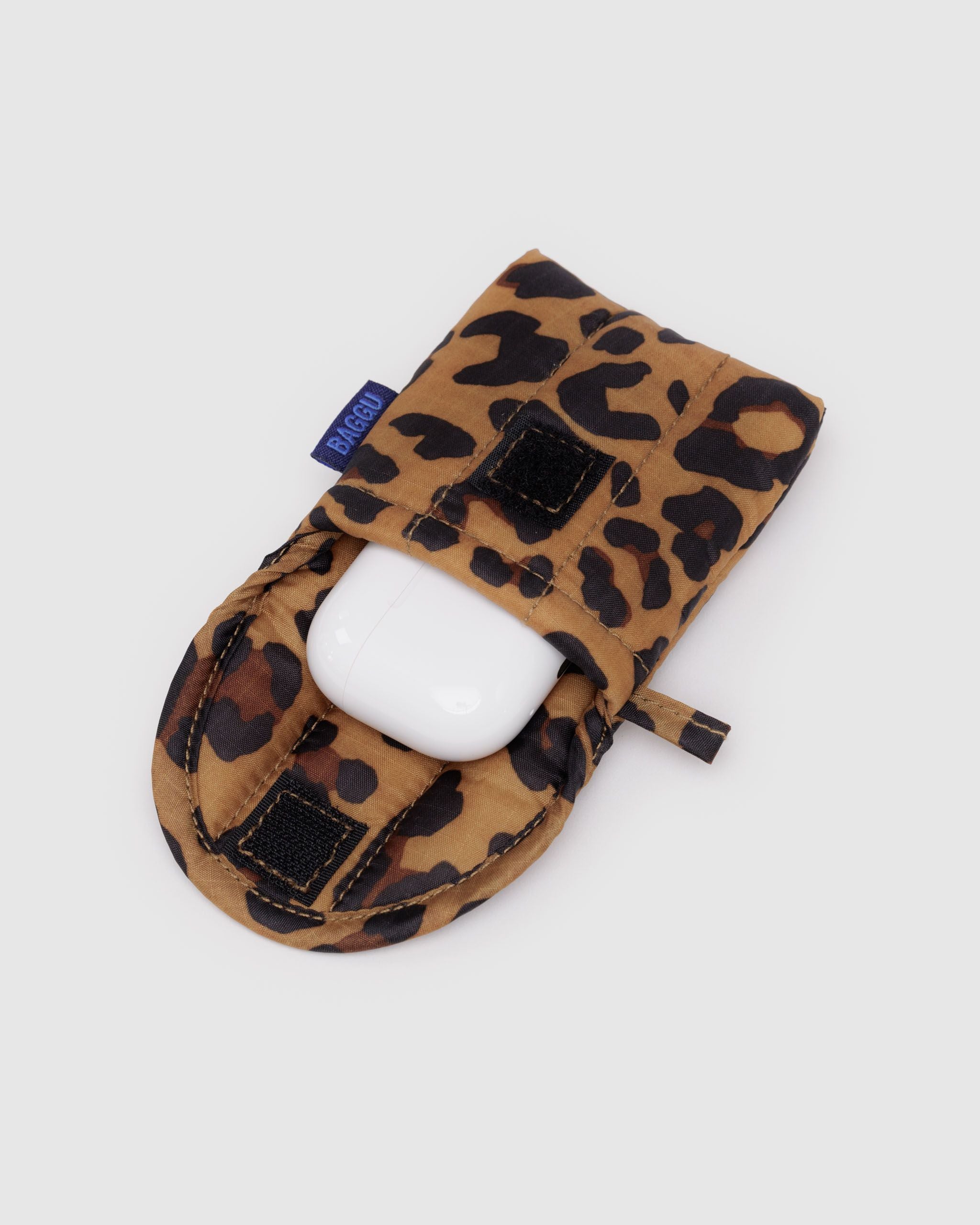 Baggu Puffy Earbuds Case in leopard, second view
