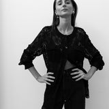 Vintage Black Lace Button-Down Top